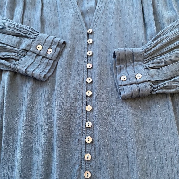 Free People Canyon Rose Button Down Top Blue Size L/G - Picture 11 of 14